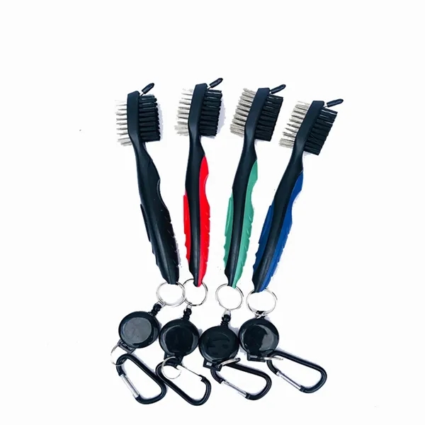 Golf Club Cleaning Brush with Retractable Aluminum Carabiner - Golf Club Cleaning Brush with Retractable Aluminum Carabiner - Image 1 of 6