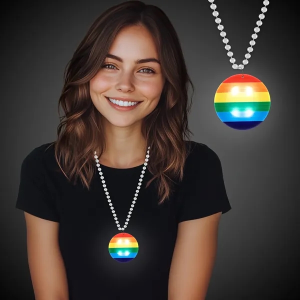 Rainbow Pride Light Up Round Medallion - Rainbow Pride Light Up Round Medallion - Image 2 of 4