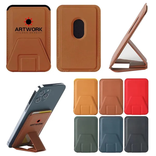 Leather Magnetic Phone Wallet with Foldable Stand - Leather Magnetic Phone Wallet with Foldable Stand - Image 0 of 5