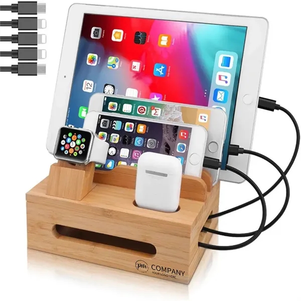 Multifunctional Desktop Organizer Bamboo Charging Station - Multifunctional Desktop Organizer Bamboo Charging Station - Image 0 of 5