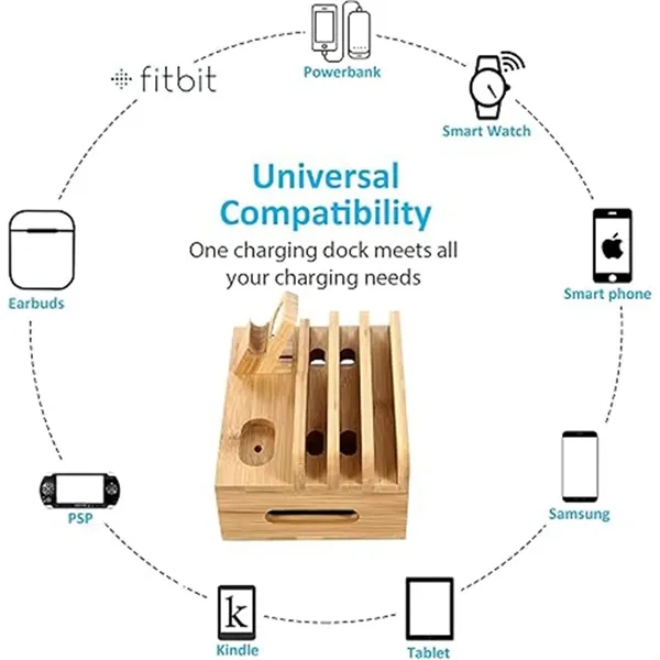 Multifunctional Desktop Organizer Bamboo Charging Station - Multifunctional Desktop Organizer Bamboo Charging Station - Image 3 of 5