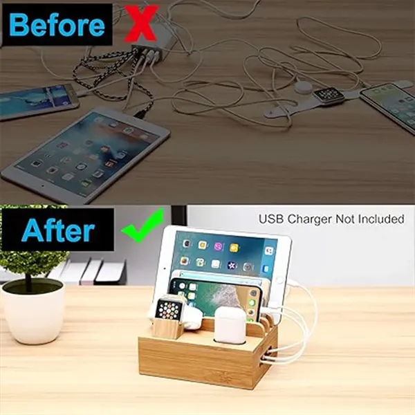 Multifunctional Desktop Organizer Bamboo Charging Station - Multifunctional Desktop Organizer Bamboo Charging Station - Image 5 of 5