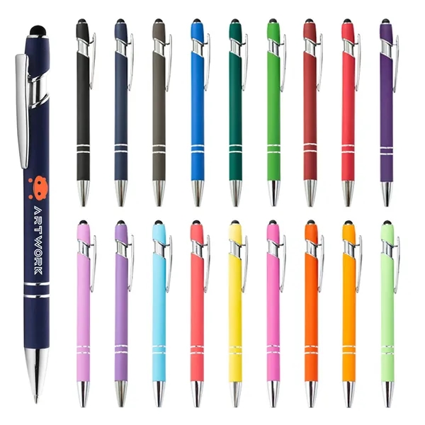 Rubberized Soft Touch Metal Ballpoint Pen With Stylus - Rubberized Soft Touch Metal Ballpoint Pen With Stylus - Image 0 of 5