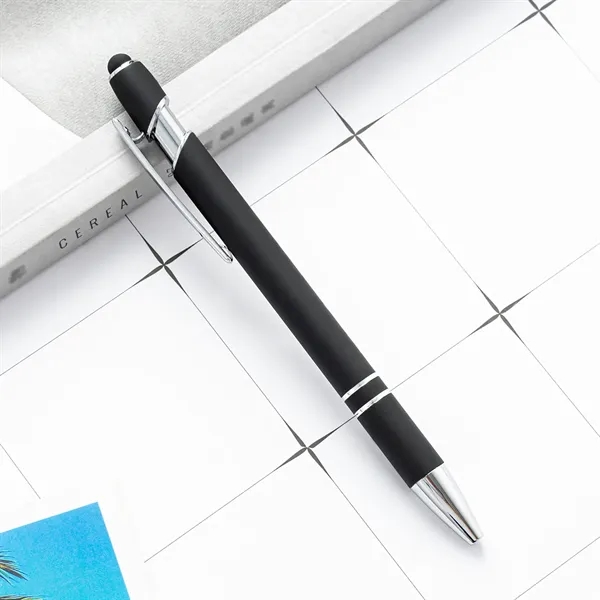 Rubberized Soft Touch Metal Ballpoint Pen With Stylus - Rubberized Soft Touch Metal Ballpoint Pen With Stylus - Image 2 of 5