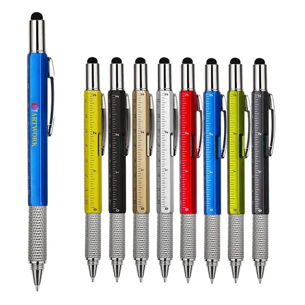 6 in 1 Multi-Tool Screen Touch Ballpoint Pen - 6 in 1 Multi-Tool Screen Touch Ballpoint Pen - Image 0 of 3