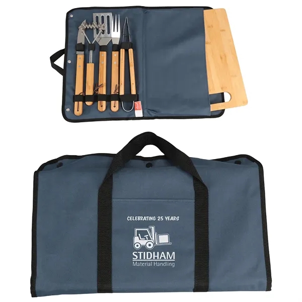 Custom Firepit 5-Piece BBQ Set with Cutting Board & Carrying Case
