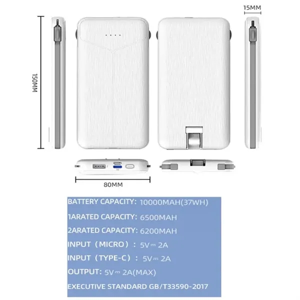 10000mAh Power Bank with Built in Plug - 10000mAh Power Bank with Built in Plug - Image 3 of 5