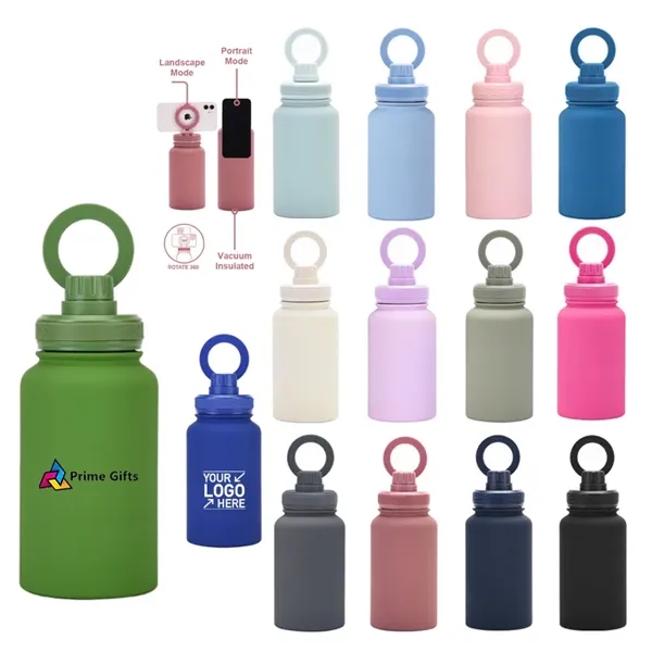 22oz Insulated Water Bottle With Magnetic Phone Holder Lid - 22oz Insulated Water Bottle With Magnetic Phone Holder Lid - Image 0 of 4