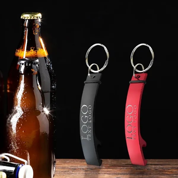 Curved Aluminum Bottle Opener Keychain - Curved Aluminum Bottle Opener Keychain - Image 0 of 5