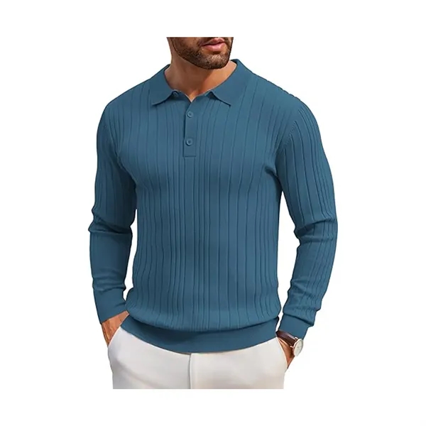 Men's Long Sleeve Knit Polo Shirt - Men's Long Sleeve Knit Polo Shirt - Image 1 of 10