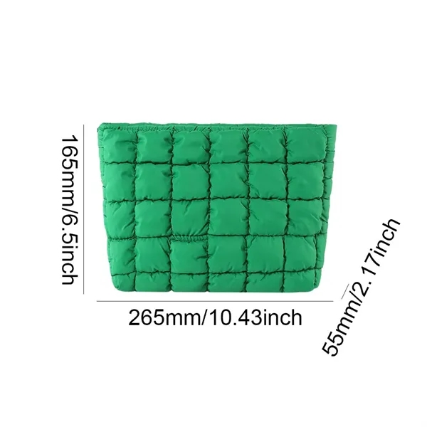 Checkered Puffy Quilted Makeup Cosmetic Bag - Checkered Puffy Quilted Makeup Cosmetic Bag - Image 1 of 2