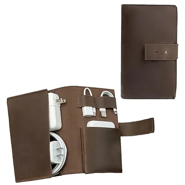 Travel Electronics Charger Leather Storage Case - Travel Electronics Charger Leather Storage Case - Image 2 of 3