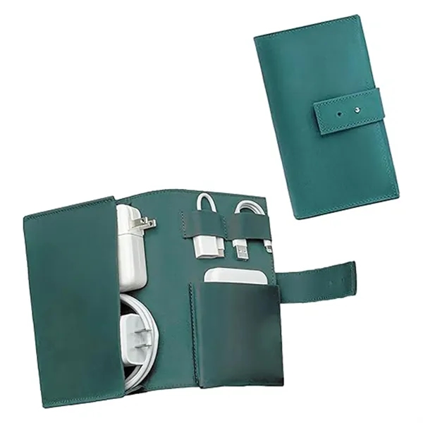 Travel Electronics Charger Leather Storage Case - Travel Electronics Charger Leather Storage Case - Image 3 of 3