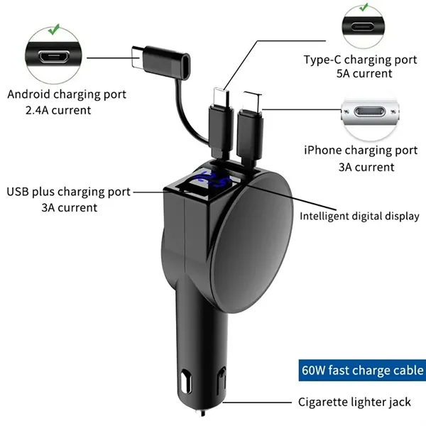 Retractable Fast Car Phone Charger - Retractable Fast Car Phone Charger - Image 2 of 2