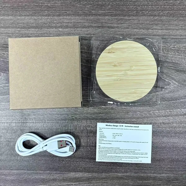 15W Bamboo Eco-Friendly Wireless Charger - 15W Bamboo Eco-Friendly Wireless Charger - Image 6 of 6