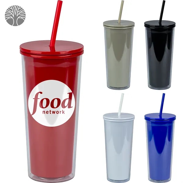 24 Oz Recycled Double-wall Plastic Tumbler - 24 Oz Recycled Double-wall Plastic Tumbler - Image 0 of 5