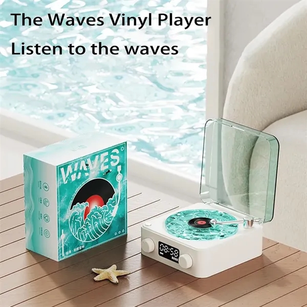 Christmas Waves Vinyl Player Speaker Ambient Light Clock - Christmas Waves Vinyl Player Speaker Ambient Light Clock - Image 2 of 12