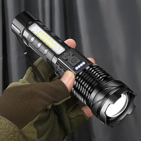 COB Extremely Bright Rechargeable Torch w/ Zoom Flashlights - COB Extremely Bright Rechargeable Torch w/ Zoom Flashlights - Image 7 of 10