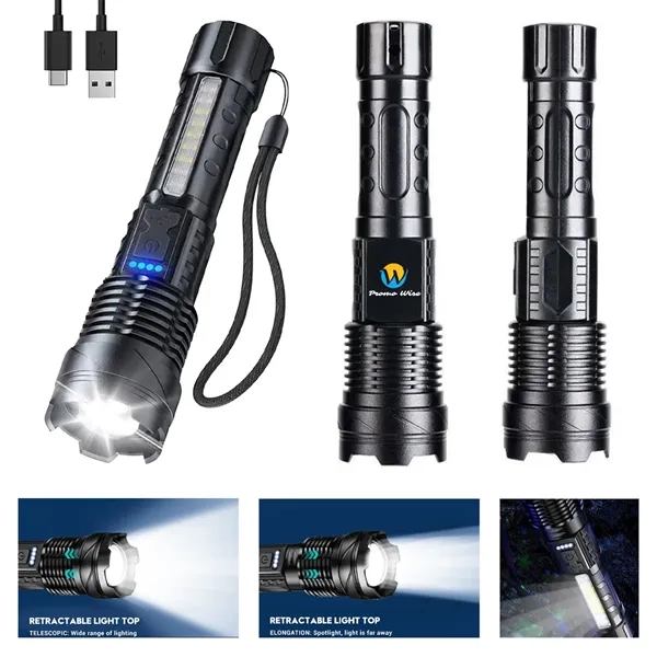 COB Extremely Bright Rechargeable Torch w/ Zoom Flashlights - COB Extremely Bright Rechargeable Torch w/ Zoom Flashlights - Image 0 of 10