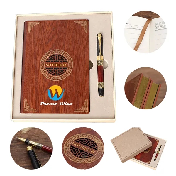 A5 Wooden Journal Notebook Pen Gift Box - A5 Wooden Journal Notebook Pen Gift Box - Image 0 of 6