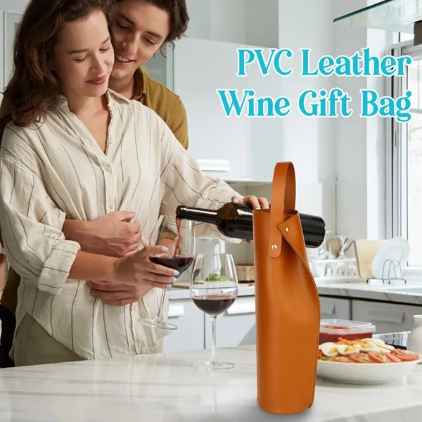 Reusable PVC Leather Wine Tote Carrier - Reusable PVC Leather Wine Tote Carrier - Image 3 of 7