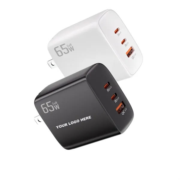 65W 3 Port Fast Compact GaN Charger - 65W 3 Port Fast Compact GaN Charger - Image 0 of 4