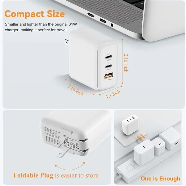 65W 3 Port Fast Compact GaN Charger - 65W 3 Port Fast Compact GaN Charger - Image 4 of 4