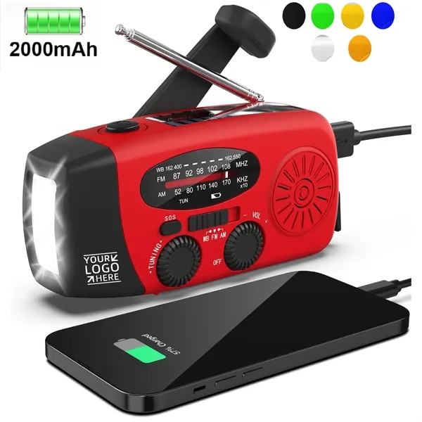 AM/FM/WB Emergency Flashlight Hand Crank Radio - AM/FM/WB Emergency Flashlight Hand Crank Radio - Image 0 of 6