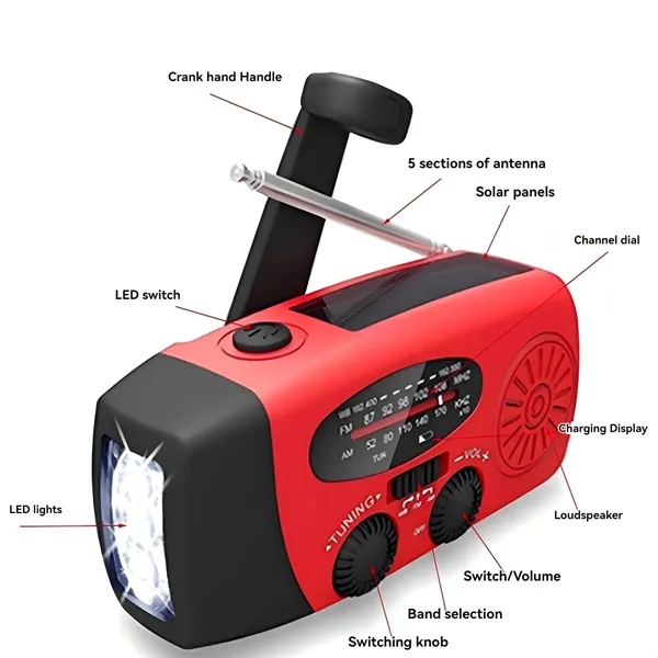 AM/FM/WB Emergency Flashlight Hand Crank Radio - AM/FM/WB Emergency Flashlight Hand Crank Radio - Image 2 of 6