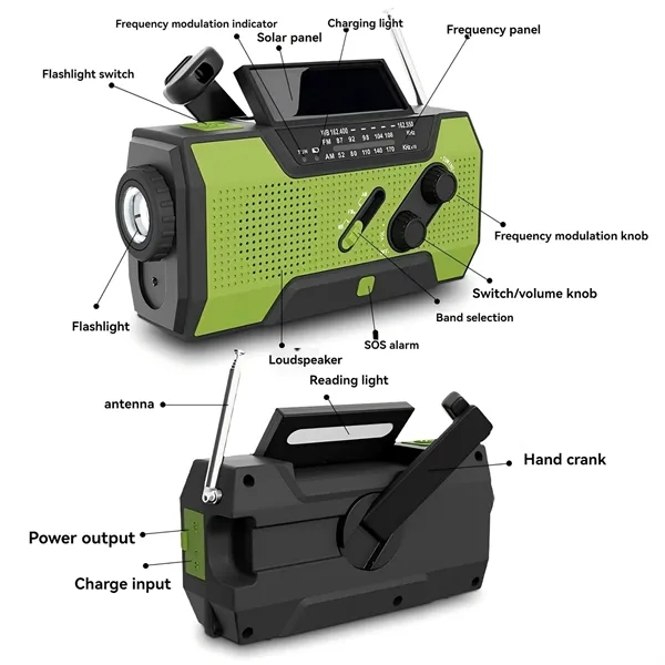 5000mAh AM/FM/WB Hand Crank Weather Radio - 5000mAh AM/FM/WB Hand Crank Weather Radio - Image 2 of 5