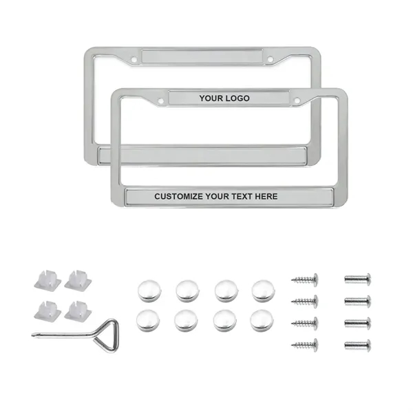 Stainless Steel License Plate Frame Set with Accessories - Stainless Steel License Plate Frame Set with Accessories - Image 0 of 3