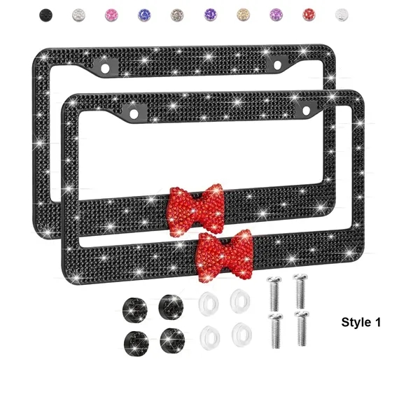 Rhinestone Bling License Plate Frame with Bowknot - Rhinestone Bling License Plate Frame with Bowknot - Image 0 of 6
