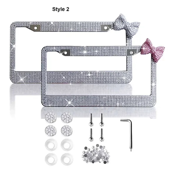 Rhinestone Bling License Plate Frame with Bowknot - Rhinestone Bling License Plate Frame with Bowknot - Image 1 of 6