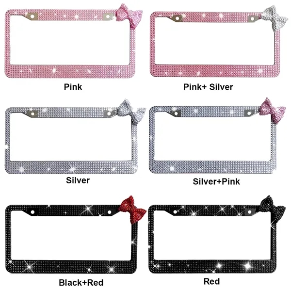 Rhinestone Bling License Plate Frame with Bowknot - Rhinestone Bling License Plate Frame with Bowknot - Image 3 of 6