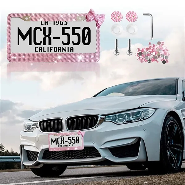 Rhinestone Bling License Plate Frame with Bowknot - Rhinestone Bling License Plate Frame with Bowknot - Image 6 of 6
