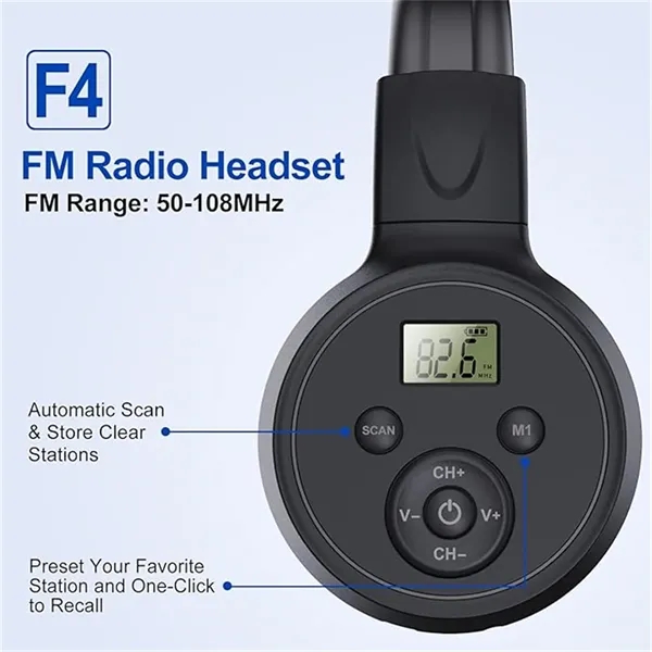 F4 Rechargeable And Portable Personal FM Radio Headphones - F4 Rechargeable And Portable Personal FM Radio Headphones - Image 2 of 4
