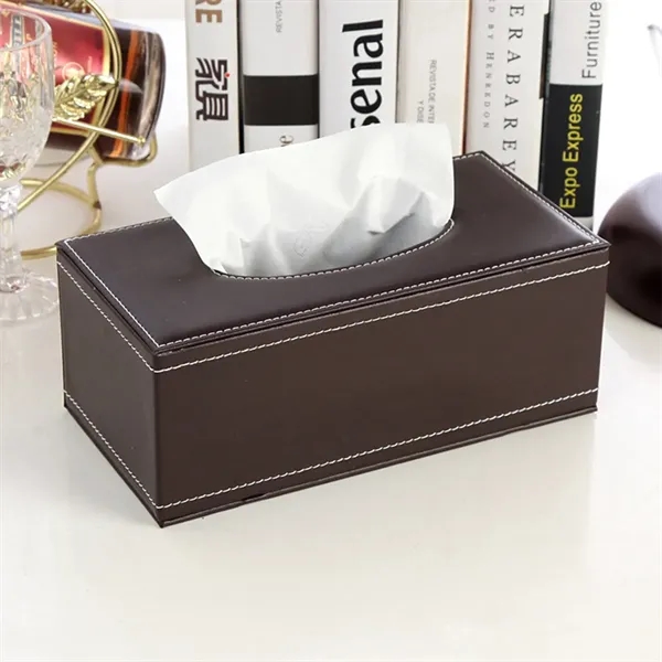 PU Leather Facial Tissue Box Holder - PU Leather Facial Tissue Box Holder - Image 2 of 10