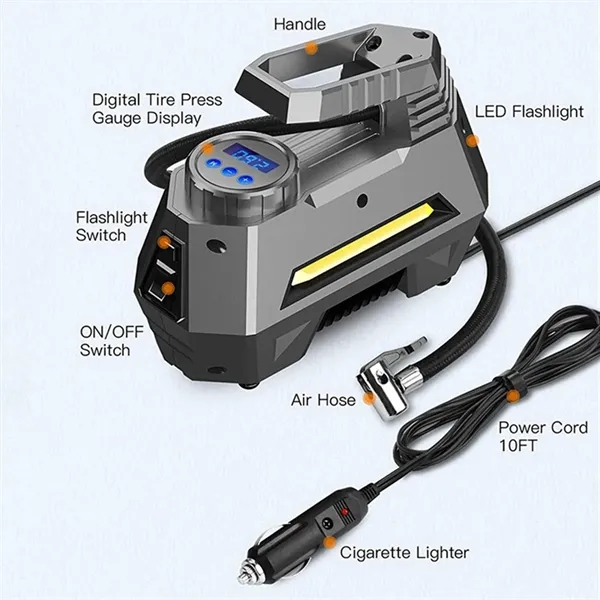 Car Tire Pump Inflator With Digital Pressure Gauge - Car Tire Pump Inflator With Digital Pressure Gauge - Image 2 of 6