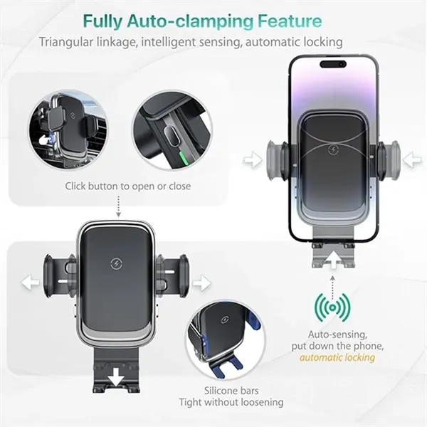 Fast 15w Auto Clamping Car Wireless Charger - Fast 15w Auto Clamping Car Wireless Charger - Image 2 of 4