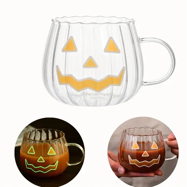 14oz Halloween Pumpkin Glass Glow In The Dark Cup - 14oz Halloween Pumpkin Glass Glow In The Dark Cup - Image 0 of 2