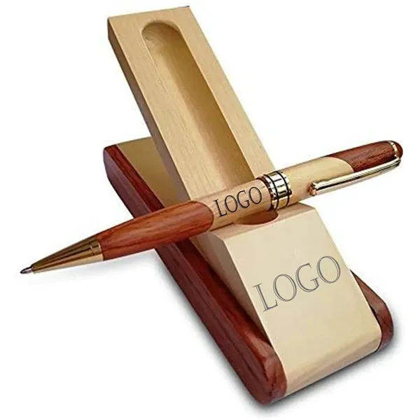 Wooden Ballpoint Pen With Box Gift Set - Wooden Ballpoint Pen With Box Gift Set - Image 0 of 3