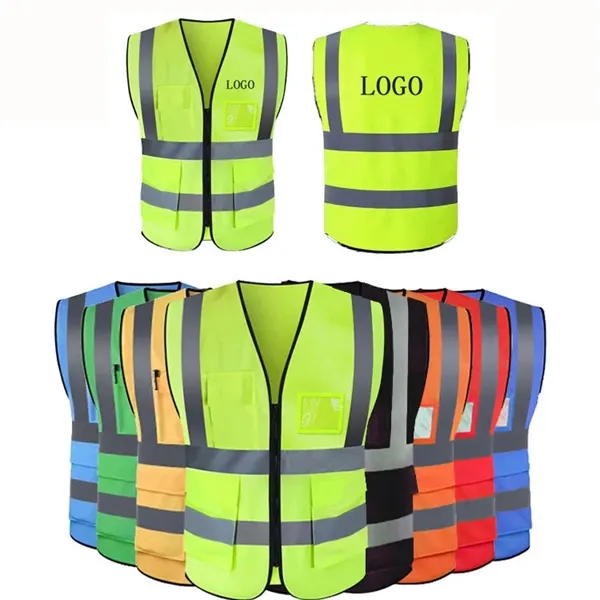 Custom Logo Reflective Safety Vest With Pocket - Custom Logo Reflective Safety Vest With Pocket - Image 0 of 1