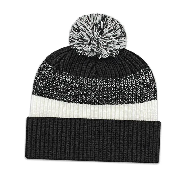 Thick Ribbed Knit Cap with Cuff - Thick Ribbed Knit Cap with Cuff - Image 4 of 5