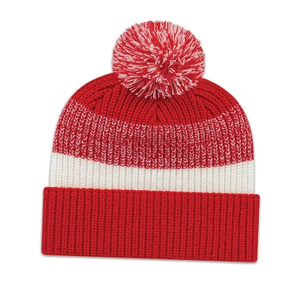 Thick Ribbed Knit Cap with Cuff - Thick Ribbed Knit Cap with Cuff - Image 3 of 5