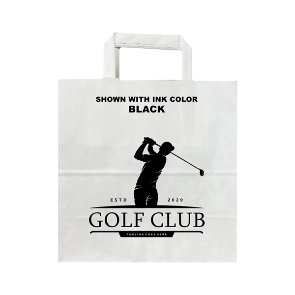 White Flat Handle Bag With One Color Printing - White Flat Handle Bag With One Color Printing - Image 3 of 16