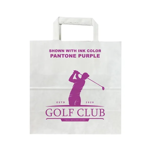 White Flat Handle Bag With One Color Printing - White Flat Handle Bag With One Color Printing - Image 12 of 16