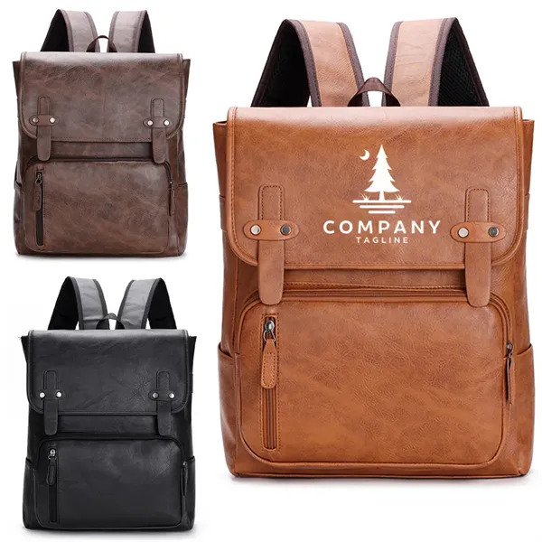PU Leather Outdoor Backpack - PU Leather Outdoor Backpack - Image 0 of 4