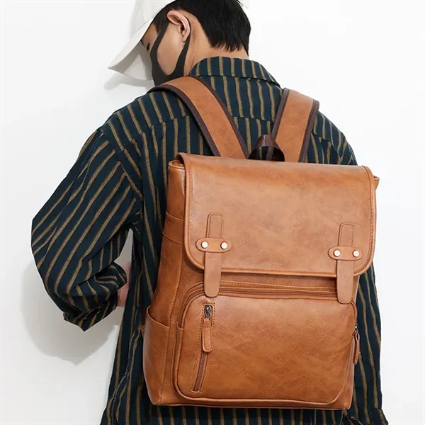 PU Leather Outdoor Backpack - PU Leather Outdoor Backpack - Image 1 of 4
