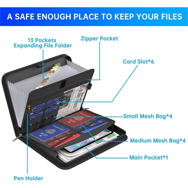 Fireproof Accordion File Organizer with Handle - Fireproof Accordion File Organizer with Handle - Image 5 of 6