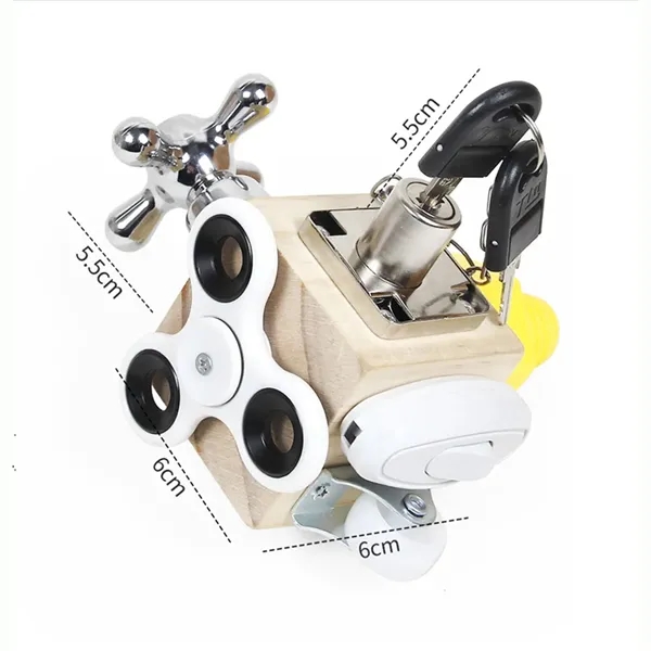 Wooden Busy Cube Sensory Fidget Toy - Wooden Busy Cube Sensory Fidget Toy - Image 3 of 4